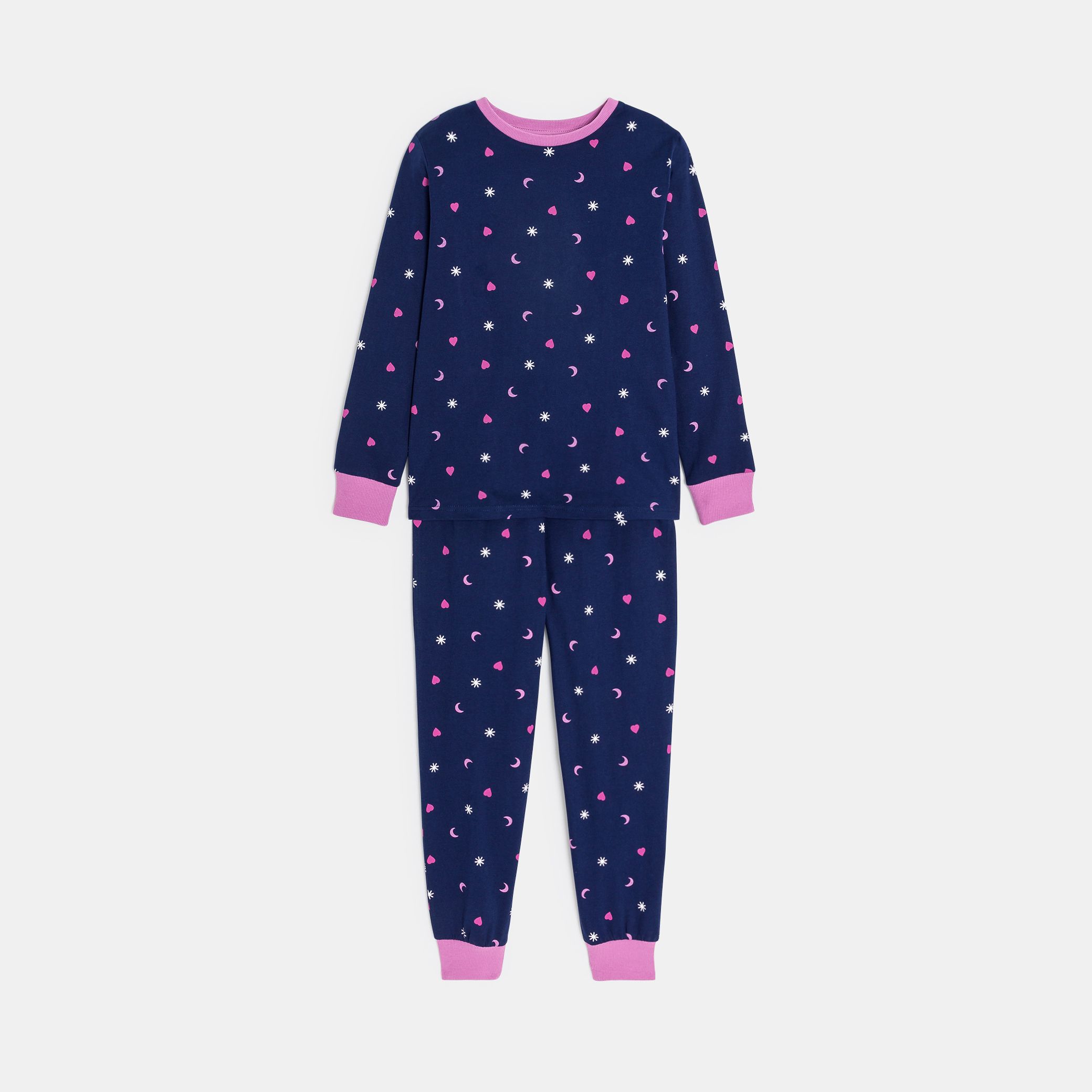Đồ ngủ jersey navy in họa tiết (bộ 2 món)